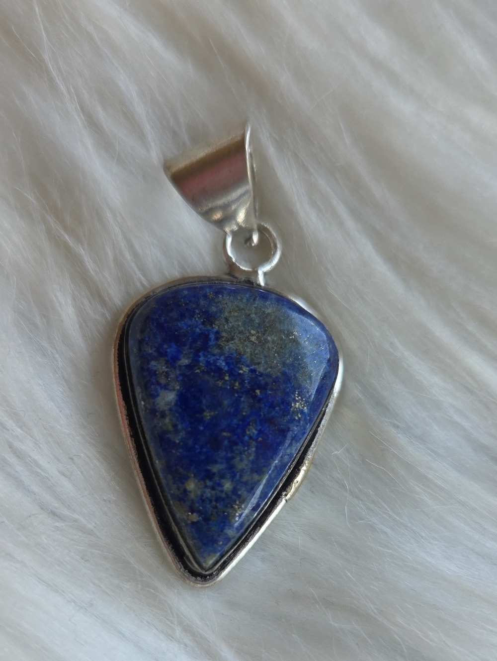 Lapis Lazuli Silver Plated Teardrop Pendant in Deep Blue